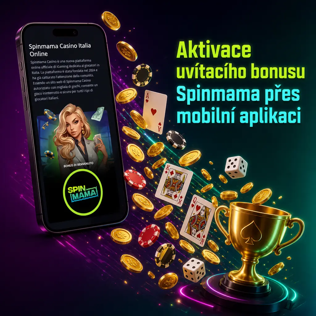 Aktivace uvítacího bonusu Spinmama v mobilní aplikaci po registraci a vkladu od 20 EUR